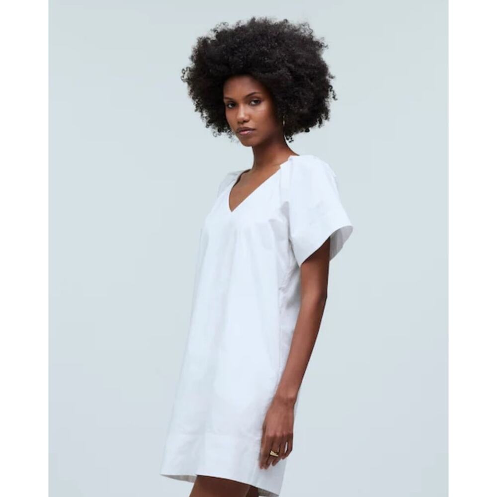 Madewell V Neck Mini Short Sleeve Trendy Going Out Shirt Dress US Women's XS New - Picture 1 of 7